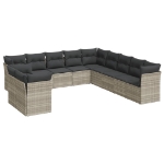 Set Divani da Giardino 11 pz con Cuscini in Polyrattan Grigio