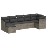 Set Divani da Giardino 7 pz con Cuscini Grigio in Polyrattan