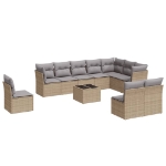 Set Divani da Giardino 11 pz con Cuscini Beige in Polyrattan