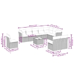 Set Divani da Giardino 11 pz con Cuscini Beige in Polyrattan