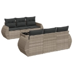 Set Divani da Giardino 7pz con Cuscini Grigio Chiaro Polyrattan