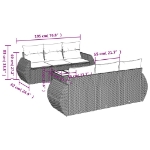 Set Divani da Giardino 7pz con Cuscini Grigio Chiaro Polyrattan