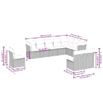 Set Divano da Giardino 10 pz con Cuscini Beige in Polyrattan