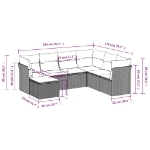 Set Divani da Giardino con Cuscini 7pz Nero Polyrattan