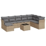 Set Divano da Giardino 9 pz con Cuscini Beige in Polyrattan