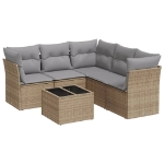 Set Divano da Giardino 6 pz con Cuscini Beige in Polyrattan