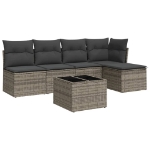 Set Divano da Giardino 6 pz con Cuscini Grigio in Polyrattan