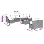 Set Divano Giardino 10 pz con Cuscini Grigio Chiaro Polyrattan