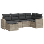 Set Divano da Giardino 6pz con Cuscini Grigio Chiaro Polyrattan