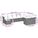 Set Divano Giardino 10 pz con Cuscini Grigio Chiaro Polyrattan