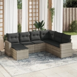 Set Divani da Giardino 7pz con Cuscini Grigio Chiaro Polyrattan