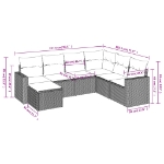 Set Divani da Giardino 7pz con Cuscini Grigio Chiaro Polyrattan