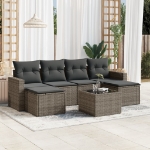 Set Divani da Giardino 7 pz con Cuscini Grigio in Polyrattan