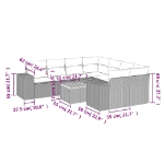 Set Divano da Giardino 9 pz con Cuscini Grigio in Polyrattan