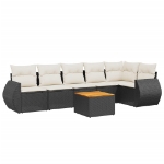 Set Divani da Giardino con Cuscini 7pz Nero Polyrattan