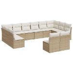 Set Divani da Giardino 12 pz con Cuscini Beige in Polyrattan
