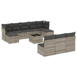 Set Divani da Giardino 11 pz con Cuscini in Polyrattan Grigio