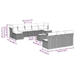 Set Divani da Giardino 11 pz con Cuscini in Polyrattan Grigio
