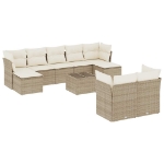 Set Divano da Giardino 10 pz con Cuscini Beige in Polyrattan