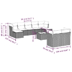 Set Divano da Giardino 10 pz con Cuscini Beige in Polyrattan