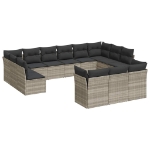 Set Divani Giardino 13 pz con Cuscini Grigio Chiaro Polyrattan