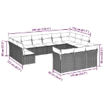 Set Divani Giardino 13 pz con Cuscini Grigio Chiaro Polyrattan