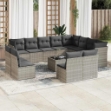 Set Divani Giardino 13 pz con Cuscini Grigio Chiaro Polyrattan