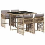 Set Pranzo da Giardino 5 pz con Cuscini Beige Misto Polyrattan