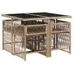 Set Pranzo da Giardino 5 pz con Cuscini Beige Misto Polyrattan