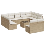 Set Divani da Giardino 12 pz con Cuscini Beige in Polyrattan
