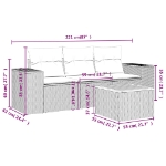 Set Divano da Giardino 4 pz con Cuscini Beige in Polyrattan