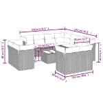 Set Divani da Giardino 12 pz con Cuscini Nero in Polyrattan