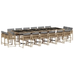 Set Pranzo da Giardino 17 pz con Cuscini Beige Misto Polyrattan