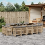 Set Pranzo da Giardino 15 pz con Cuscini Beige Misto Polyrattan