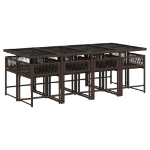 Set da Pranzo da Giardino 9pz con Cuscini Marrone in Polyrattan