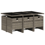 Set da Pranzo da Giardino 7 pz con Cuscini in Polyrattan Grigio