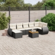 Set Divani da Giardino con Cuscini 8 pz Nero in Polyrattan