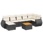 Set Divani da Giardino con Cuscini 8 pz Nero in Polyrattan