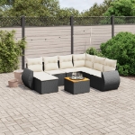 Set Divani da Giardino con Cuscini 8 pz Nero in Polyrattan
