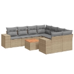 Set Divano da Giardino 9 pz con Cuscini Beige in Polyrattan