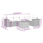 Set Divano da Giardino 6 pz con Cuscini Nero in Polyrattan