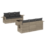 Set Divani da Giardino 7pz con Cuscini Grigio Chiaro Polyrattan