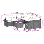 Set Divano da Giardino 9 pz con Cuscini Beige in Polyrattan