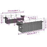 Set Divani da Giardino con Cuscini 7pz Nero Polyrattan