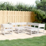 Set Salotto da Giardino 8 pz in Legno Massello di Pino Bianco