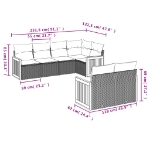 Set Divani da Giardino 7 pz con Cuscini Grigio in Polyrattan