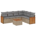Set Divani da Giardino 7 pz con Cuscini Beige in Polyrattan