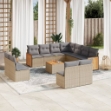 Set Divani da Giardino 12 pz con Cuscini Beige in Polyrattan