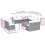 Set Divani da Giardino 12 pz con Cuscini Beige in Polyrattan