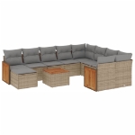 Set Divani da Giardino 11 pz con Cuscini Beige in Polyrattan